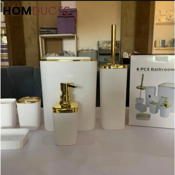 Bathroom Accessory Kit - 6 Pieces Including Soap Dispenser Toilet Brush And More