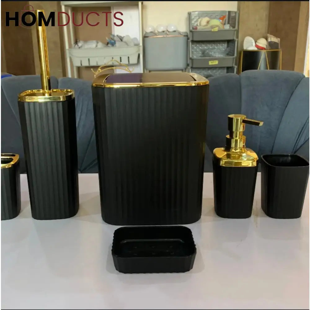 Bathroom Accessory Kit - 6 Pieces Including Soap Dispenser Toilet Brush And More