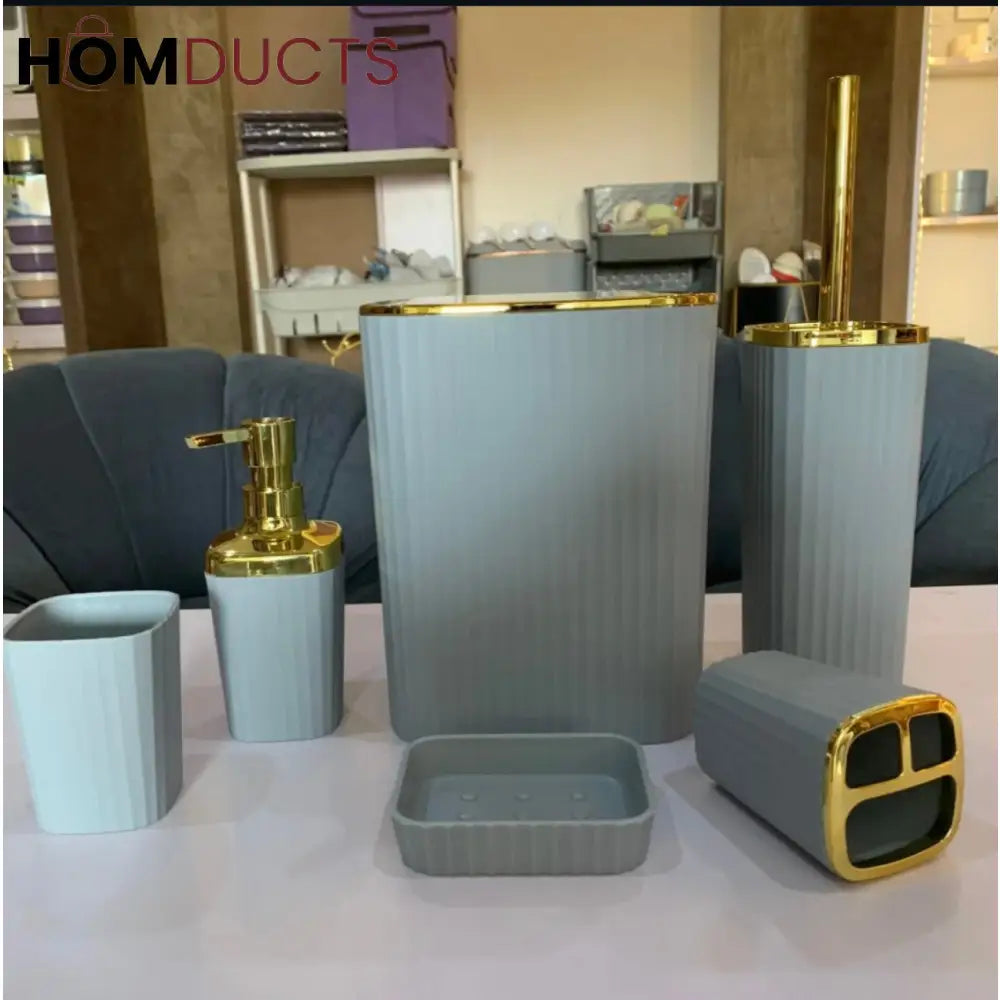 Bathroom Accessory Kit - 6 Pieces Including Soap Dispenser Toilet Brush And More