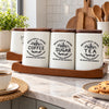 Beautiful Home coffee sugar tea ceramic jar set with wood tray