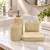 Beige Block Texture four-piece fibre bathroom accessory set – bathroom vanity setting