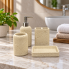 Beige Pitted Texture four-piece fibre bathroom accessory set – bathroom vanity setting