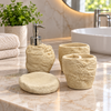 Beige Rock Texture four-piece fibre bathroom accessory set – bathroom vanity setting