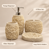 Beige Rose four-piece fibre bathroom accessory set – features and included pieces