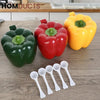 Bell Pepper Shaped Storage Containers with Measuring Spoons – Colorful Kitchen Spice & Snack Jars Set