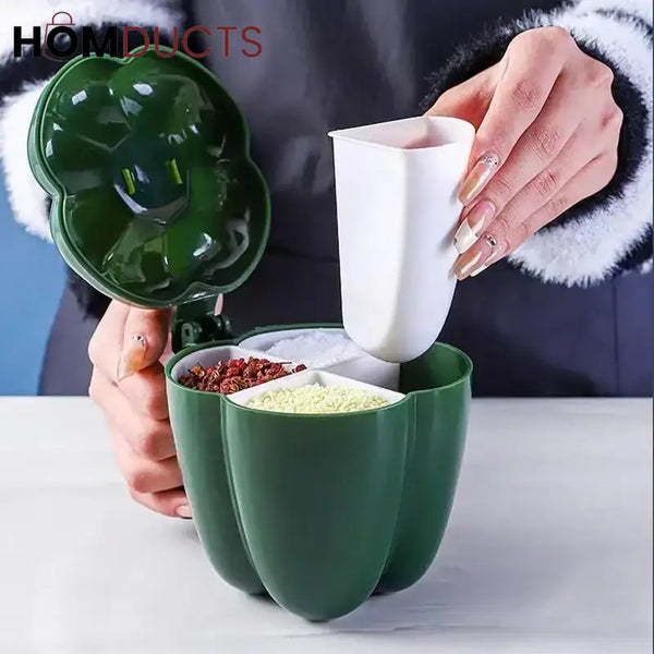 Bell Pepper Shaped Storage Containers with Measuring Spoons – Colorful Kitchen Spice & Snack Jars Set