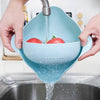 2-in-1 Plastic Washing Bowl with Strainer Colander – Vegetable & Fruit Draining Basket (23cm)-(Random colours)