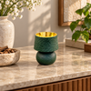 Dark green textured incense burner with gold interior