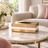 Luxury gold and pink rectangular tissue box cover