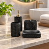 Black Block Texture four-piece fibre bathroom accessory set – bathroom vanity setting