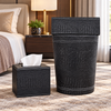 Premium Black Crocodile-Texture Tissue Box & Dustbin Set lifestyle image