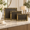 Modern Black & Gold Border Serving Tray Set – 3 Pcs