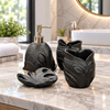 Black Leaf four-piece fibre bathroom accessory set – bathroom vanity setting