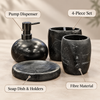 Black Marble Effect four-piece fibre bathroom accessory set – features and included pieces