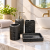 Black Pitted Texture four-piece fibre bathroom accessory set – bathroom vanity setting