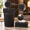 Premium Black Woven-Pattern Tissue Box & Dustbin Set feature details