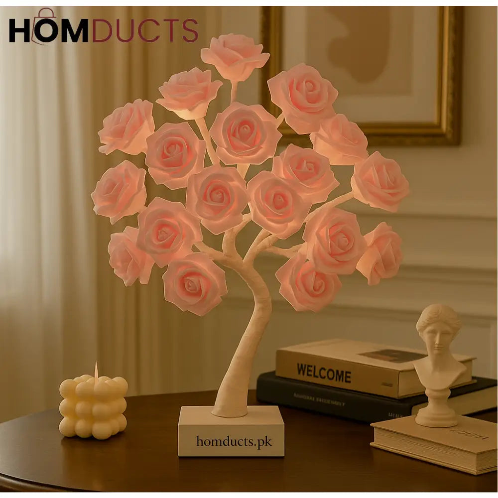BlossomGlow LED Pink Rose Tree Lamp