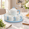 Blue Floral Revolving Tea Set – 9 Pieces