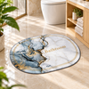 Blue white and gold marble bathroom mat in a modern bathroom