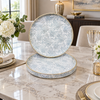 Blue and white round serving tray set