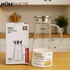 Borosilicate Glass Water Pitcher 2.0L with Stainless Steel Lid – Heat Resistant Jug by DELI