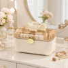 Elegant Bow-Lid Makeup Organizer – Covered Vanity Storage Box