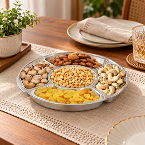 Brilliant 9.75-Inch Stainless Steel Partition Serving Plate