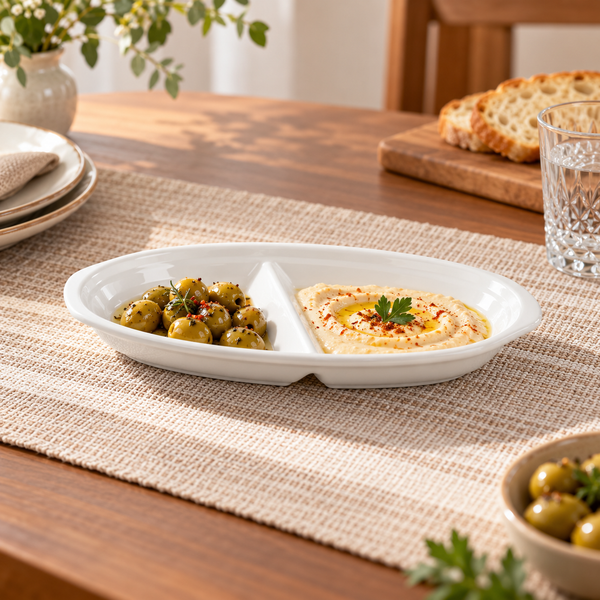 Brilliant 9-Inch Divided Serving Plate – White