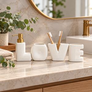 Brilliant LOVE 4-Piece Bathroom Accessory Set – White
