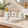 Brilliant Leaf 4-Piece Bathroom Accessory Set – White