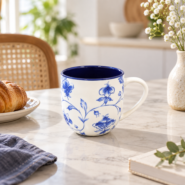 Brilliant Blue Peony 400ml Mug
