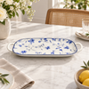Brilliant Blue Peony 14-inch Oval Serving Dish with Handles