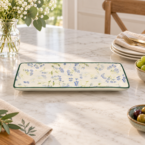 Brilliant Blue Myosotis 10-inch Rectangular Serving Dish