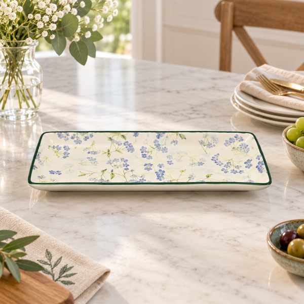 Brilliant Blue Myosotis 10-inch Rectangular Serving Dish