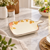 Brilliant Pink Floral 9-inch Square Platter with Handle