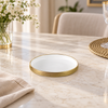 Brilliant round white serving plate with gold band