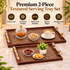 Premium Brown Textured Serving Tray Set with Gold-Tone Handles – 2 Piece features and details