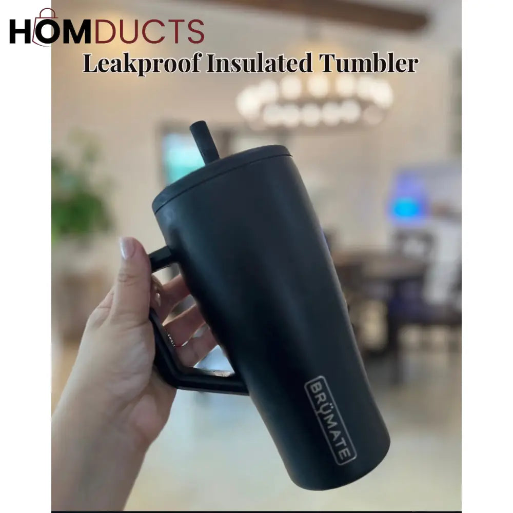 BrüMate 40oz Matte Black Insulated Tumbler with Handle & Straw