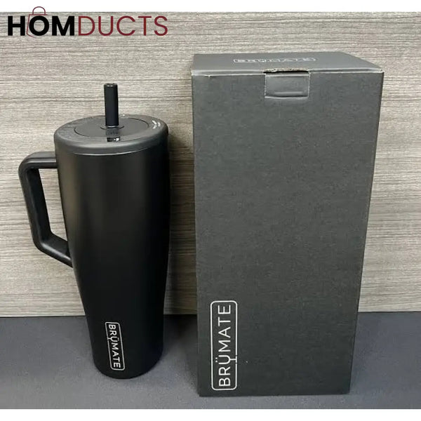 BrüMate 40oz Matte Black Insulated Tumbler with Handle & Straw