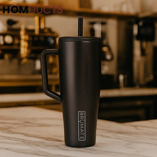 BrüMate 40oz Matte Black Insulated Tumbler with Handle & Straw