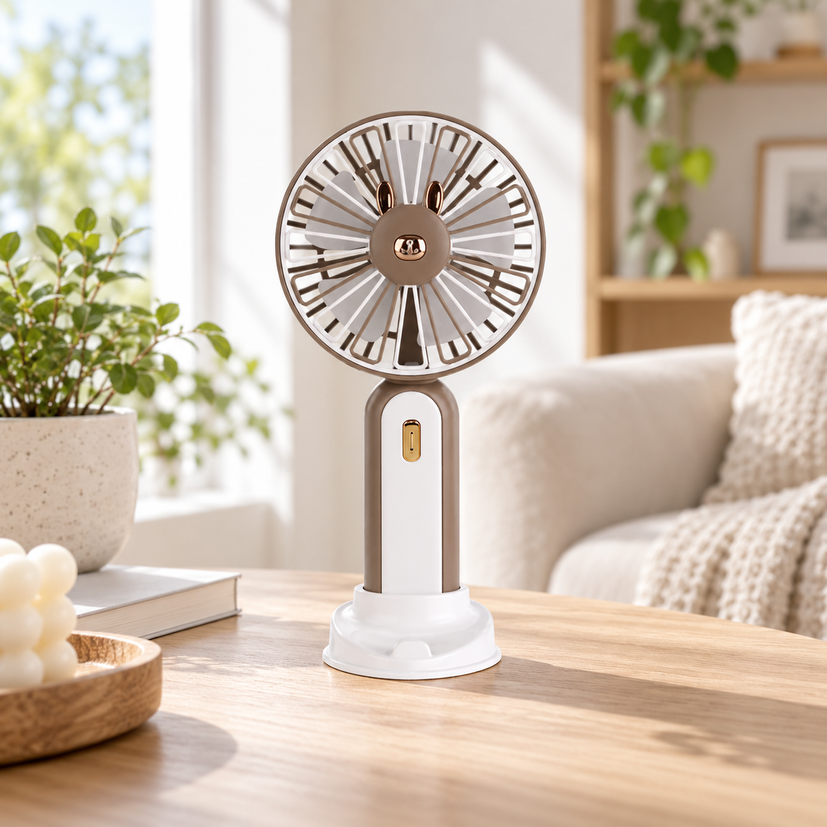 Bunny rechargeable handheld mini fan with stand