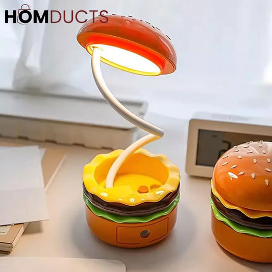Burger Shape LED Night Lamp – USB Rechargeable Foldable Desk Light (Box Packing)
