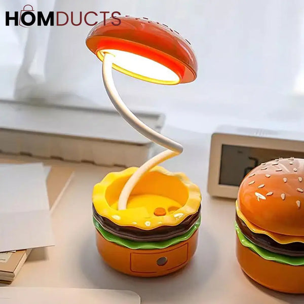 Burger Shape LED Night Lamp – USB Rechargeable Foldable Desk Light (Box Packing)