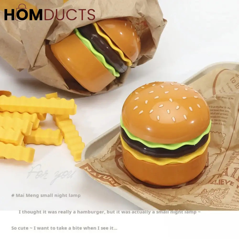 Burger Shape LED Night Lamp – USB Rechargeable Foldable Desk Light (Box Packing)