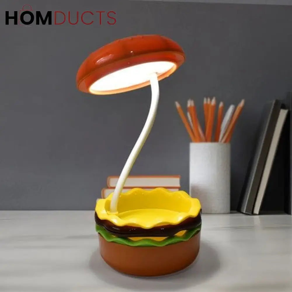 Burger Shape LED Night Lamp – USB Rechargeable Foldable Desk Light (Box Packing)