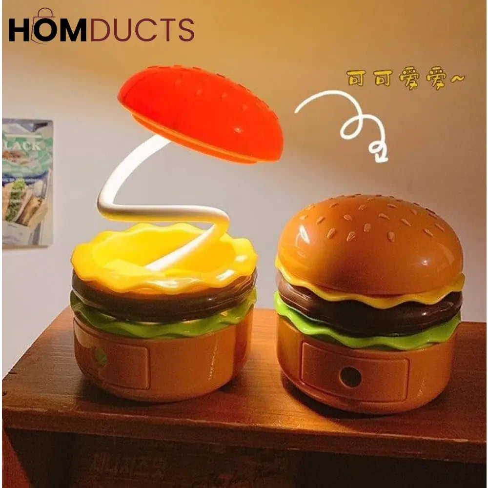 Burger Shape LED Night Lamp – USB Rechargeable Foldable Desk Light (Box Packing)
