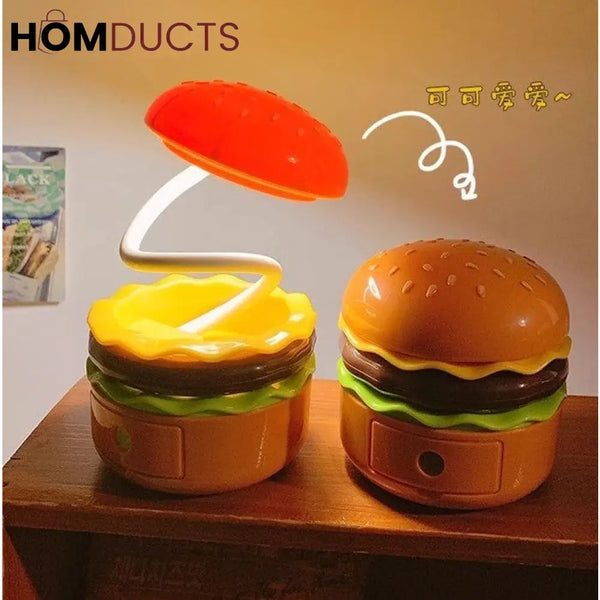 Burger Shape LED Night Lamp – USB Rechargeable Foldable Desk Light (Box Packing)