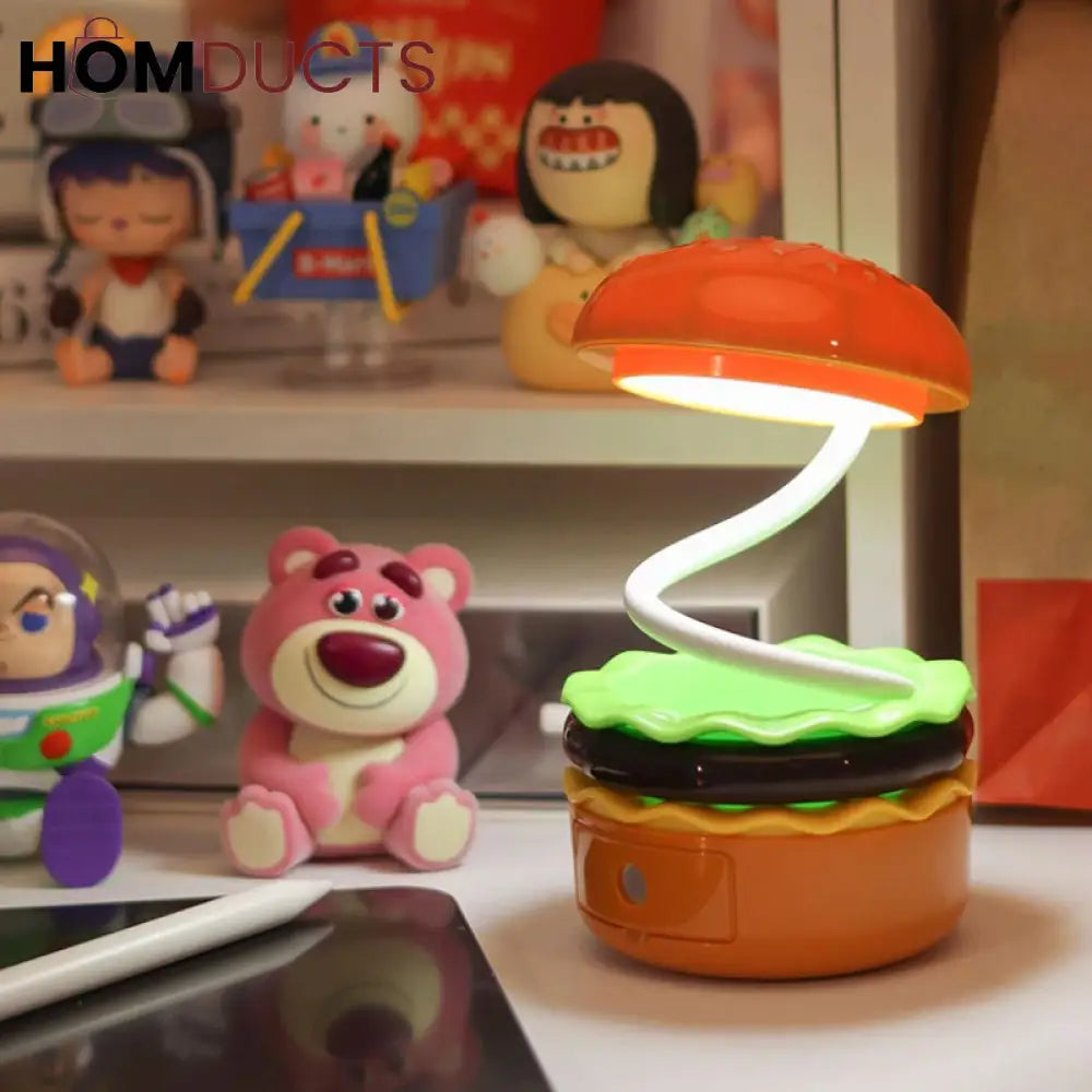 Burger Shape LED Night Lamp – USB Rechargeable Foldable Desk Light (Box Packing)