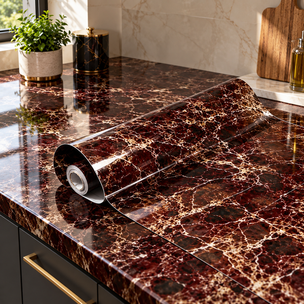 Burgundy marble self adhesive sheet