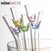 Colorful Glass Butterfly Straws – Reusable Aesthetic Drinking Straws with Decorative Charms